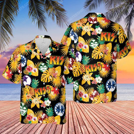 Kiss American Rock Band Tropical Floral Hawaiian Shirt Kiss American Rock Band Tropical Floral Hawaiian Shirt