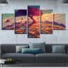 Kite Red Tree Sunset - Nature 5 Panel Canvas Art Wall Decor