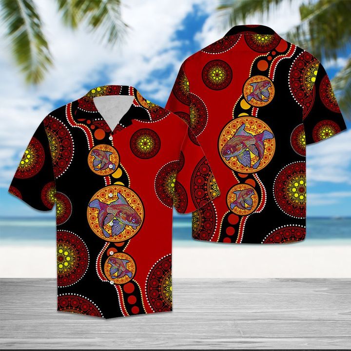 Koi Turquoise Circles Pattern Hawaiian Shirt Summer Button Up Koi Turquoise Circles Pattern Hawaiian Shirt Summer Button Up