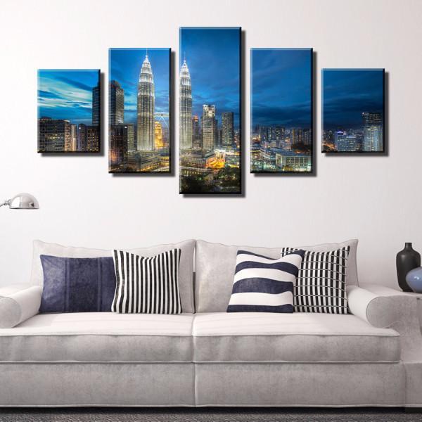 Kuala Lumpur Cityscape Of Twin Tower - Nature 5 Panel Canvas Art Wall Decor Kuala Lumpur Cityscape Of Twin Tower - Nature 5 Panel Canvas Art Wall Decor