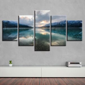 Lake Mountain 5 - Nature 5 Panel Canvas Art Wall Decor