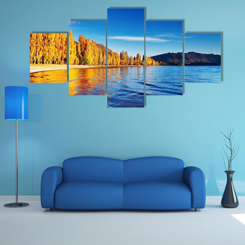 Lake Wanaka In New Zealand - Nature 5 Panel Canvas Art Wall Decor Lake Wanaka In New Zealand - Nature 5 Panel Canvas Art Wall Decor