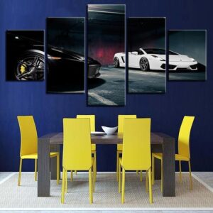 Lamborghini Garage - Automative 5 Panel Canvas Art Wall Decor