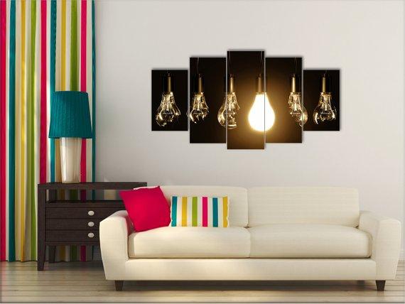 Lamp - Abstract 5 Panel Canvas Art Wall Decor Lamp - Abstract 5 Panel Canvas Art Wall Decor