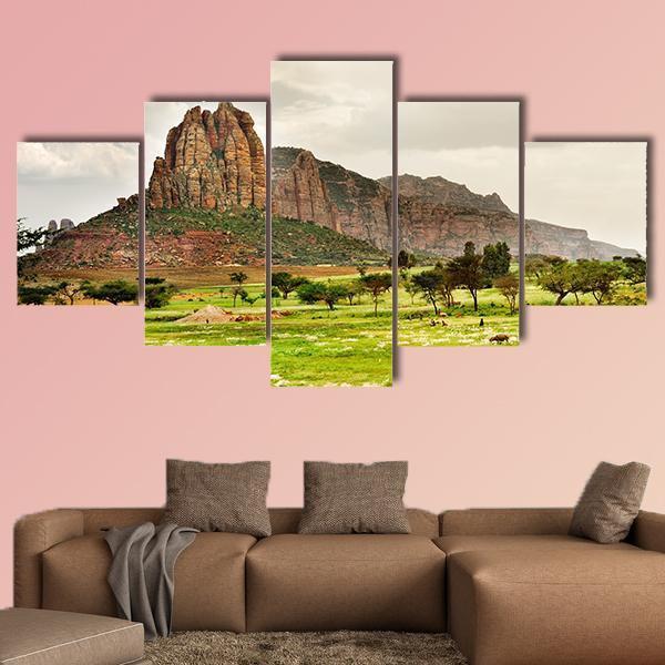 Landscape Shot In Tigray Province - Nature 5 Panel Canvas Art Wall Decor Landscape Shot In Tigray Province - Nature 5 Panel Canvas Art Wall Decor