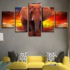 Large Elephant - Animal 5 Panel Canvas Art Wall Decor
