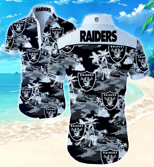 Las Vegas Raiders Coconut Tree Hawaiian Shirt Summer Button Up Las Vegas Raiders Coconut Tree Hawaiian Shirt Summer Button Up