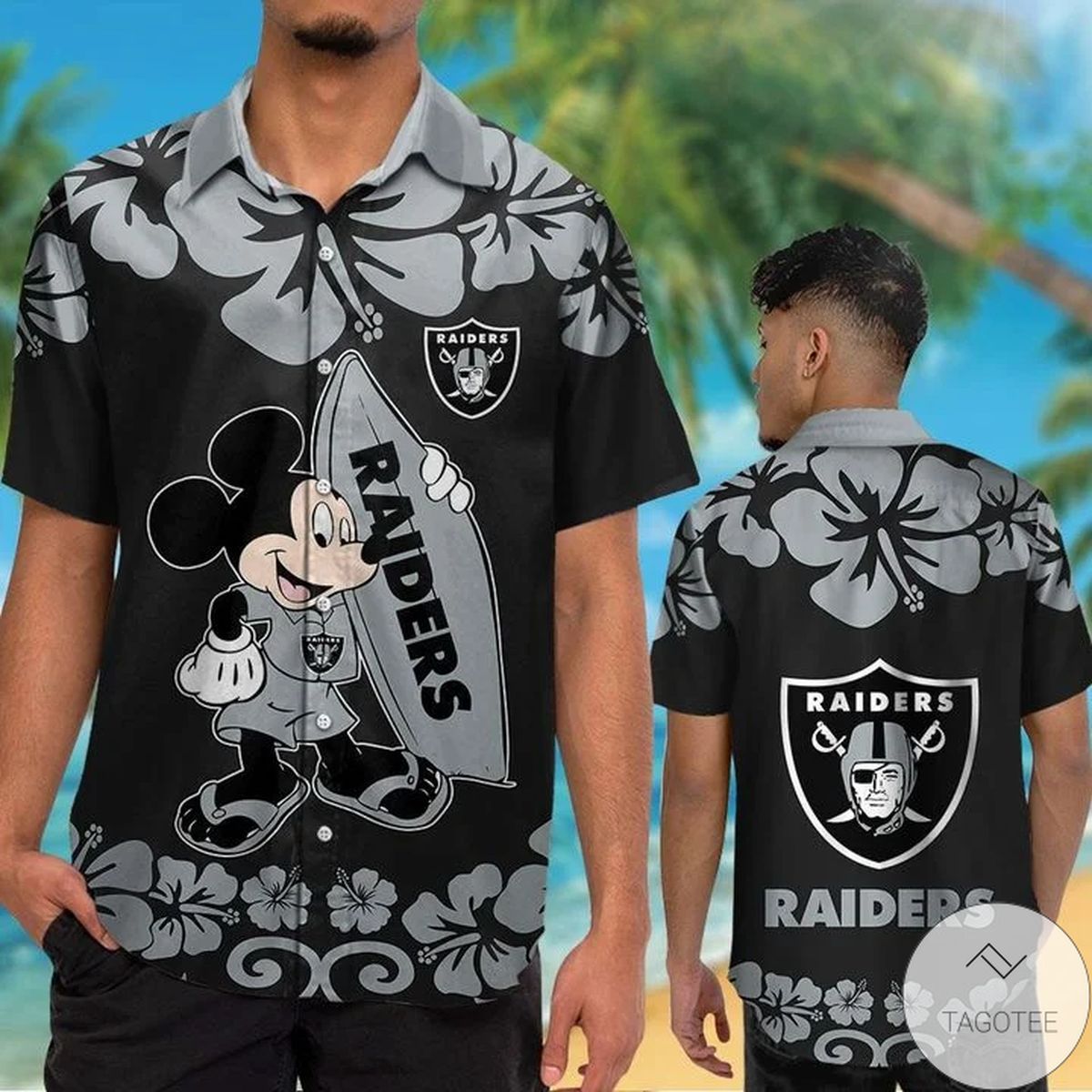 Las Vegas Raiders & Mickey Mouse Hawaiian Shirt Las Vegas Raiders & Mickey Mouse Hawaiian Shirt