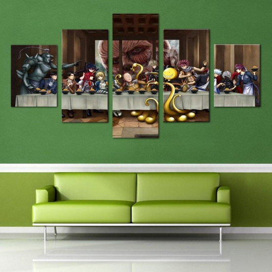 Last Supper: Anime United - Anime 5 Panel Canvas Art Wall Decor Last Supper: Anime United - Anime 5 Panel Canvas Art Wall Decor