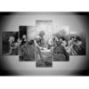 Last supper Jesus Black and White - Religion 5 Panel Canvas Art Wall Decor