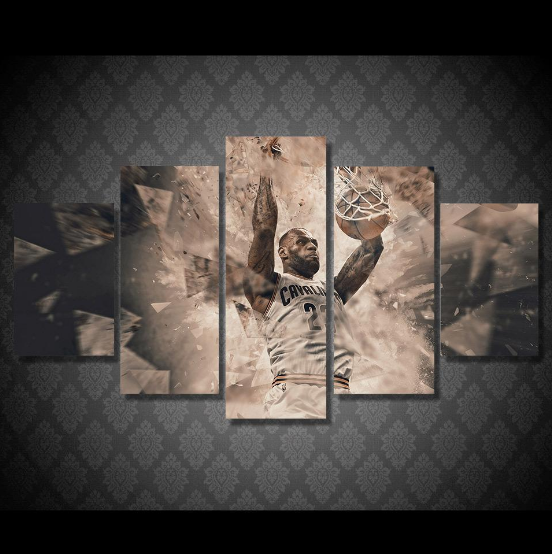 Lebron James Superstar Basketball - Sport 5 Panel Canvas Art Wall Decor Lebron James Superstar Basketball - Sport 5 Panel Canvas Art Wall Decor