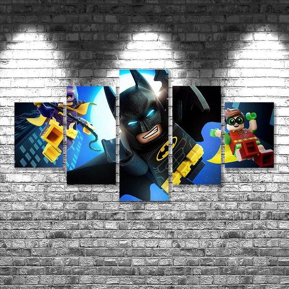 Lego Batman - Anime 5 Panel Canvas Art Wall Decor Lego Batman - Anime 5 Panel Canvas Art Wall Decor