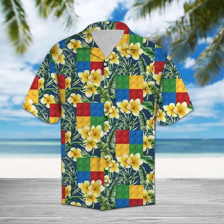 Lego Frangipani Hawaiian Shirt Summer Button Up Lego Frangipani Hawaiian Shirt Summer Button Up