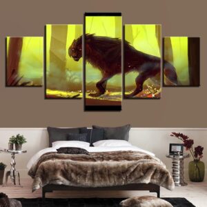 Leopard Forest - Animal 5 Panel Canvas Art Wall Decor