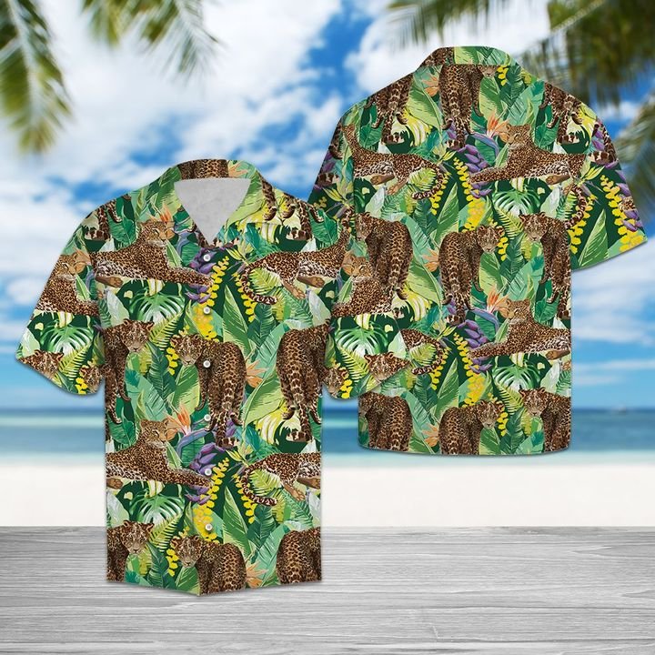 Leopard Tropical Hawaiian Shirt Summer Button Up Leopard Tropical Hawaiian Shirt Summer Button Up