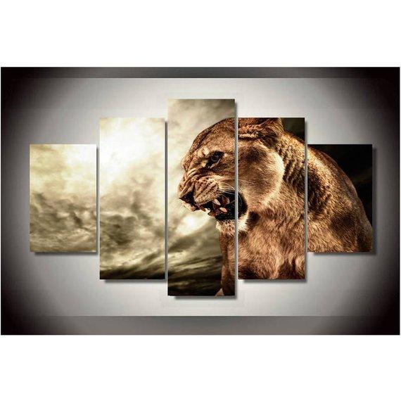 Leopard - Animal 5 Panel Canvas Art Wall Decor Leopard - Animal 5 Panel Canvas Art Wall Decor