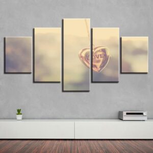 Letter Love - Abstract 5 Panel Canvas Art Wall Decor