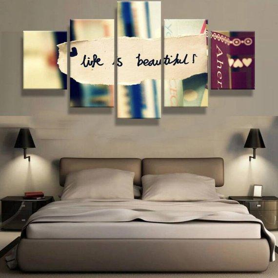 Life Is Beautiful Large - Abstract 5 Panel Canvas Art Wall Decor Life Is Beautiful Large - Abstract 5 Panel Canvas Art Wall Decor