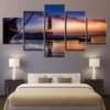 Lighthouse At Sunset 1 - Nature 5 Panel Canvas Art Wall Decor