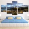 Lighthouse On A Cliff - Space 5 Panel Canvas Art Wall Decor