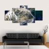 Lightning Leopard - Animal 5 Panel Canvas Art Wall Decor