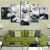 Lillies In Black And White - Nature 5 Panel Canvas Art Wall Decor