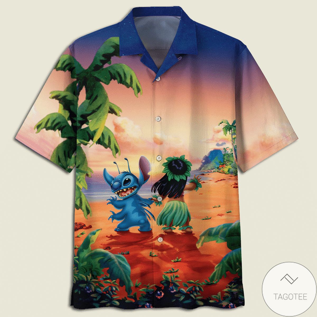 Lilo And Stitch Dancing On The Beach Hawaiian Shirt Lilo And Stitch Dancing On The Beach Hawaiian Shirt