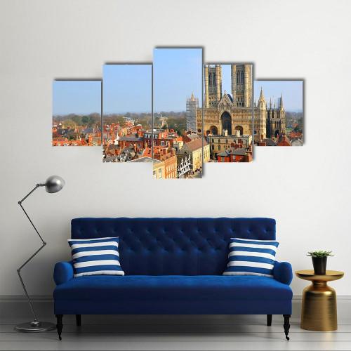 Lincoln Cathedral - Nature 5 Panel Canvas Art Wall Decor Lincoln Cathedral - Nature 5 Panel Canvas Art Wall Decor