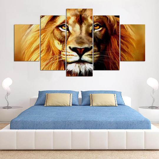 Lion 09 - Animal 5 Panel Canvas Art Wall Decor Lion 09 - Animal 5 Panel Canvas Art Wall Decor