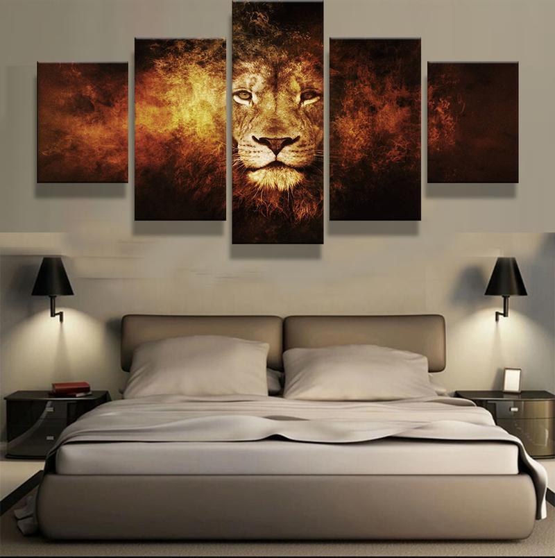 Lion 2 - Animal 5 Panel Canvas Art Wall Decor Lion 2 - Animal 5 Panel Canvas Art Wall Decor
