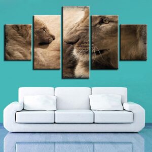Lion 22 - Animal 5 Panel Canvas Art Wall Decor