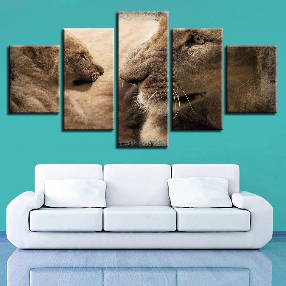 Lion 22 - Animal 5 Panel Canvas Art Wall Decor Lion 22 - Animal 5 Panel Canvas Art Wall Decor