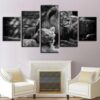 Lion 4 - Animal 5 Panel Canvas Art Wall Decor