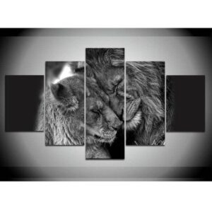 Lion 7 - Animal 5 Panel Canvas Art Wall Decor