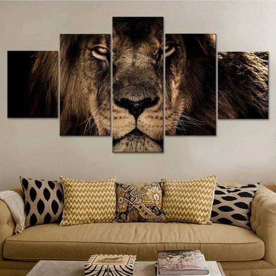 Lion 8 - Animal 5 Panel Canvas Art Wall Decor Lion 8 - Animal 5 Panel Canvas Art Wall Decor