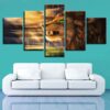 Lion Framework - Animal 5 Panel Canvas Art Wall Decor