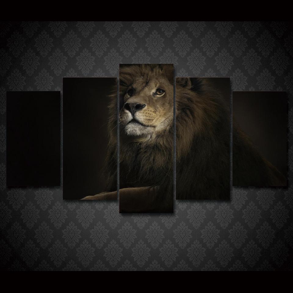 Lion King 1 - Animal 5 Panel Canvas Art Wall Decor Lion King 1 - Animal 5 Panel Canvas Art Wall Decor
