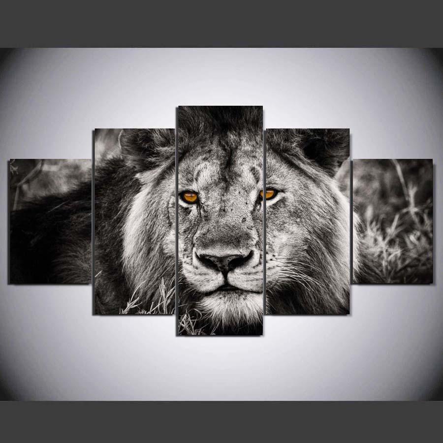 Lion King - Animal 5 Panel Canvas Art Wall Decor Lion King - Animal 5 Panel Canvas Art Wall Decor