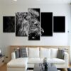 Lion Roar - Animal 5 Panel Canvas Art Wall Decor