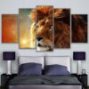 Lion’S Gaze - Animal 5 Panel Canvas Art Wall Decor