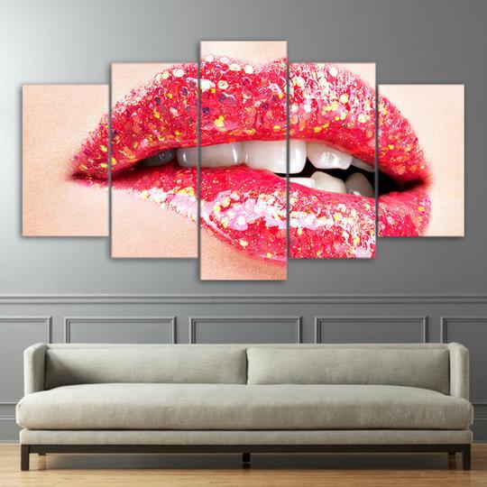 Lipstick Sparkles 09 - Abstract 5 Panel Canvas Art Wall Decor Lipstick Sparkles 09 - Abstract 5 Panel Canvas Art Wall Decor