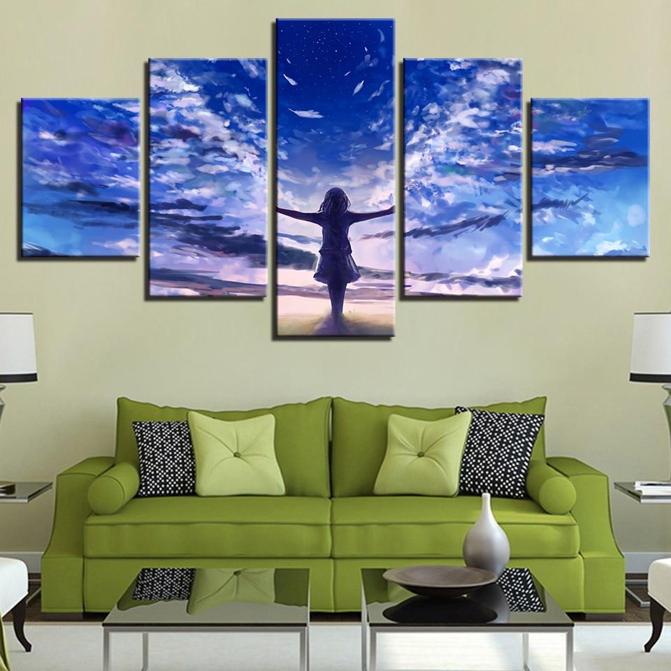 Little Girl Angel - Abstract 5 Panel Canvas Art Wall Decor Little Girl Angel - Abstract 5 Panel Canvas Art Wall Decor