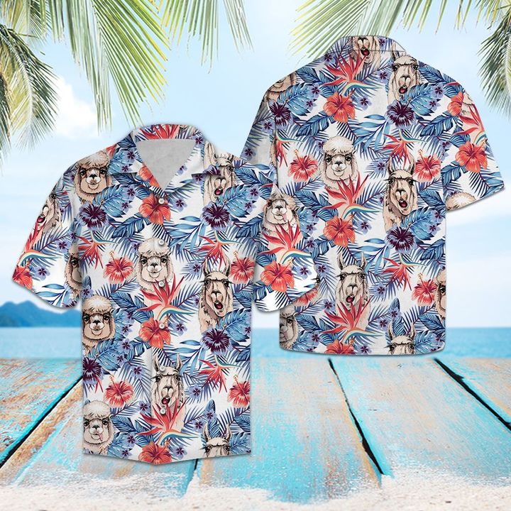 Llama Hawaiian Shirt Summer Button Up Llama Hawaiian Shirt Summer Button Up