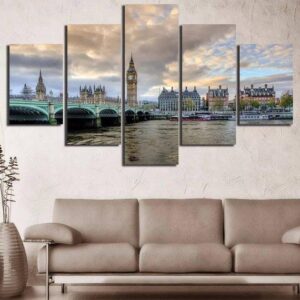 London Bridge 1 - Nature 5 Panel Canvas Art Wall Decor