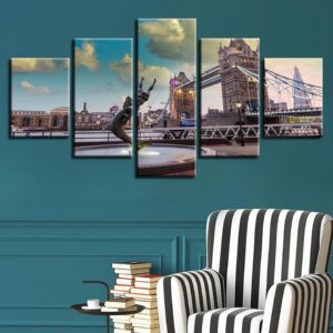 London Bridge City - Nature 5 Panel Canvas Art Wall Decor