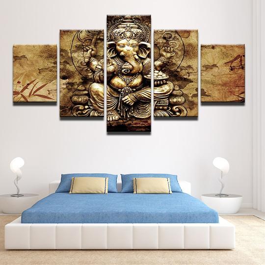 Lord Ganesha 1 - Religion 5 Panel Canvas Art Wall Decor Lord Ganesha 1 - Religion 5 Panel Canvas Art Wall Decor