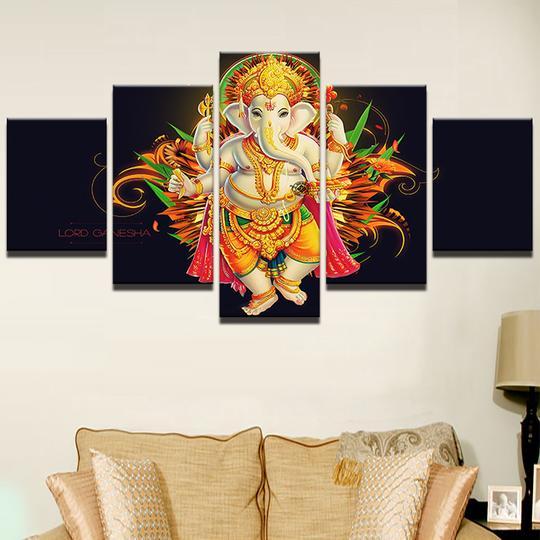 Lord Ganesha 5 - Religion 5 Panel Canvas Art Wall Decor Lord Ganesha 5 - Religion 5 Panel Canvas Art Wall Decor