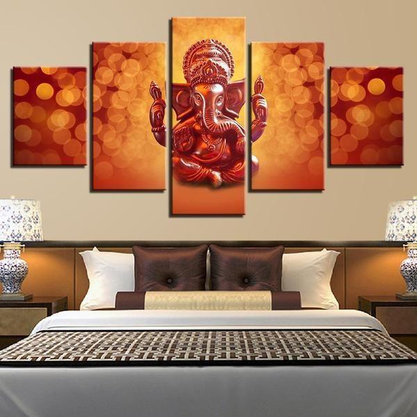 Lord Ganesha Ganapati - Abstract Religion 5 Panel Canvas Art Wall Decor Lord Ganesha Ganapati - Abstract Religion 5 Panel Canvas Art Wall Decor