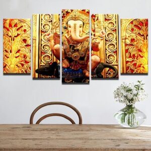 Lord Ganesha - Anime 5 Panel Canvas Art Wall Decor