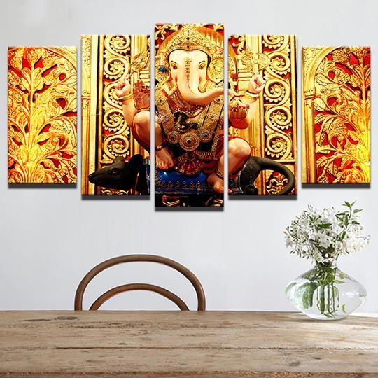Lord Ganesha - Anime 5 Panel Canvas Art Wall Decor Lord Ganesha - Anime 5 Panel Canvas Art Wall Decor